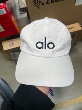 Alo Yoga White Embroidered Logo Baseball Cap Hat One Size
